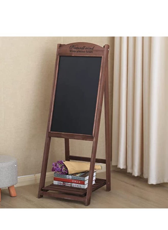 HOME TASTE - TOMSUN Wooden Blackboard with Flower Pot Stand Writing Drawing Board Freestanding Chalk Board Notice Board for Restaurent Office - Image 1