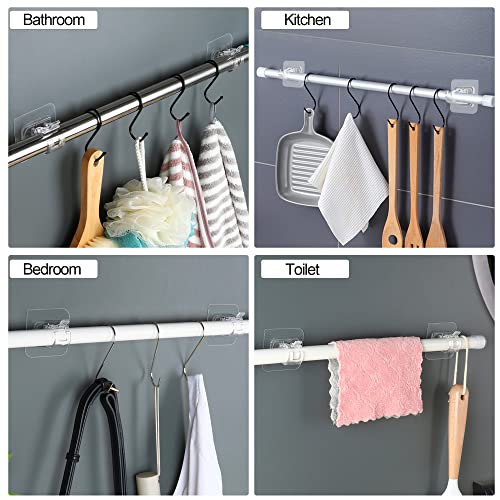 Codoule Self Adhesive No Drill Adjustable Curtain Rod Holder Hooks Brackets, Nail Free, No Drilling Hangers for Bathroom, Kitchen, Home, Bathroom and Hotel, Transparent, 8PCS - Image 4
