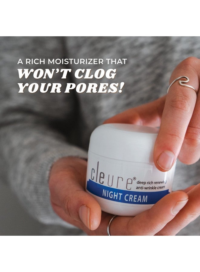 Cleure Hyaluronic Acid & Shea Butter Anti-Aging Night Cream For Sensitive Skin, Gluten, Salicylate, Paraben & Fragrance Free (2 Oz, Pack Of 1)  - Image 1