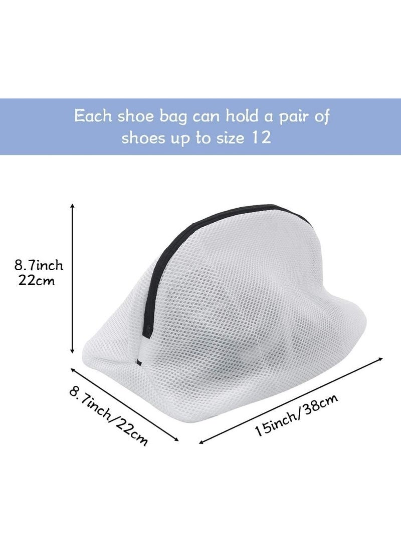 3 Pcs Mesh Shoe Laundry Bags for Washing Machine, Reusable Sneaker Wash Bags with Zipper Closure, Travel Shoe Organizer for Trainers, Running Shoes, Slippers, 15 x 8.7 x 8.7 inch - Image 2