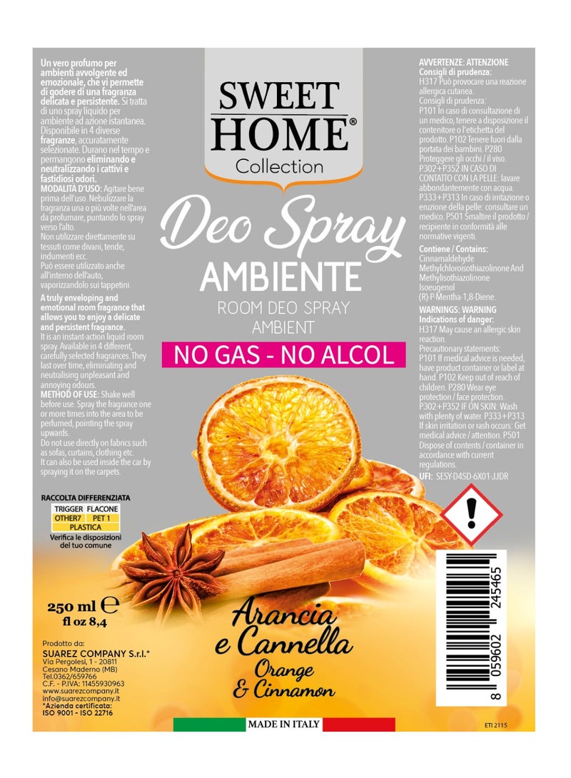 سويت هوم بخاخ مزيل عرق سويت هوم - برتقال وقرفة، ٢٥٠ مل | معطر جو وأقمشة يدوم طويلًا | رائحة دافئة وحارة وحمضية للمنزل وغرف النوم والمعيشة | رائحة جذابة واحتفالية - Image 2