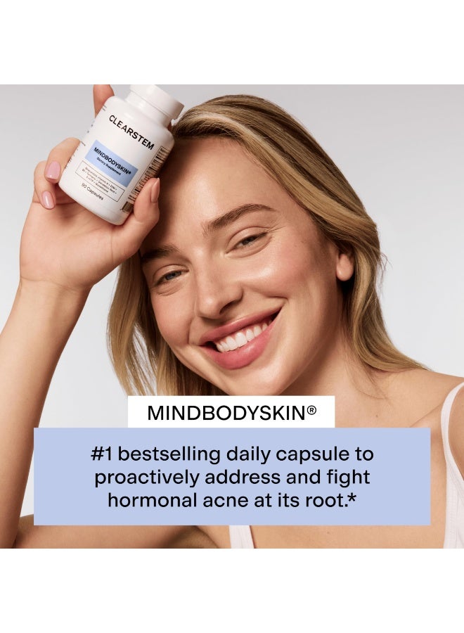 CLEARSTEM - MINDBODYSKIN Hormonal Acne Supplement (5-HTP) - Natural DIM Supplement - Skin Care Vitamins - Hormone Balance, Antioxidants - Gluten Free, Cruelty Free - 30 Servings, 90 Capsules - Image 5