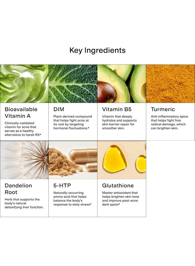 CLEARSTEM - MINDBODYSKIN Hormonal Acne Supplement (5-HTP) - Natural DIM Supplement - Skin Care Vitamins - Hormone Balance, Antioxidants - Gluten Free, Cruelty Free - 30 Servings, 90 Capsules - Image 3