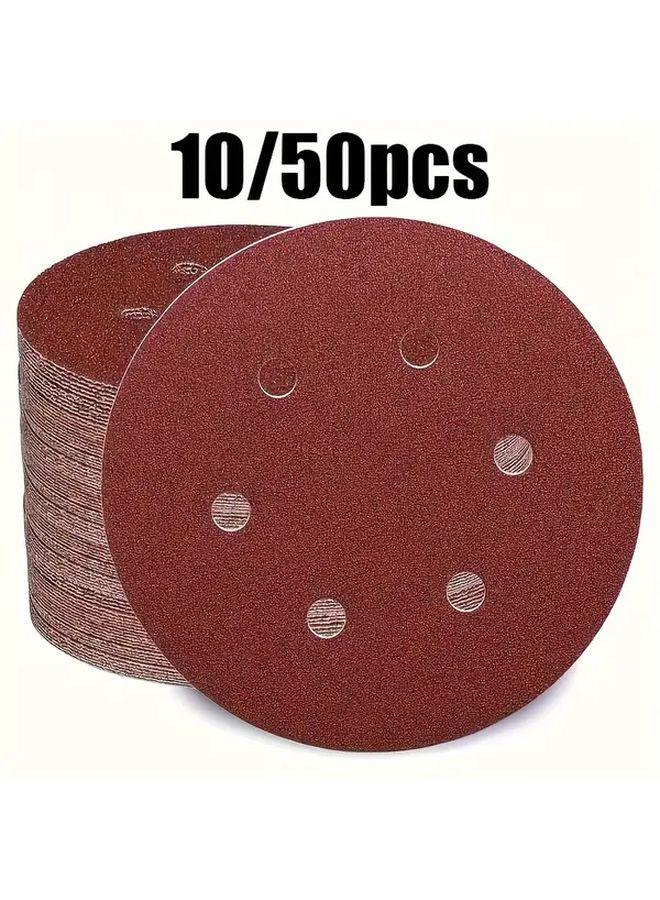 10pcs 150mm 6 Inch 180 Grit Hook And Loop Sanding Discs For Random Orbital Sanders - Image 1