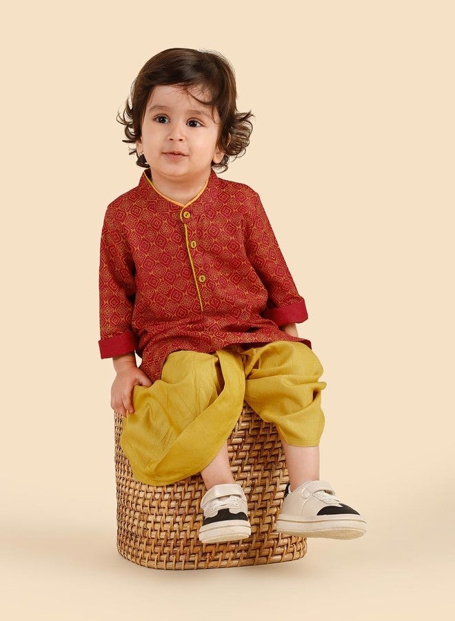 Fabindia Maroon Viscose Blend Hand Block Printed Dhoti 2pc Set - Image 5
