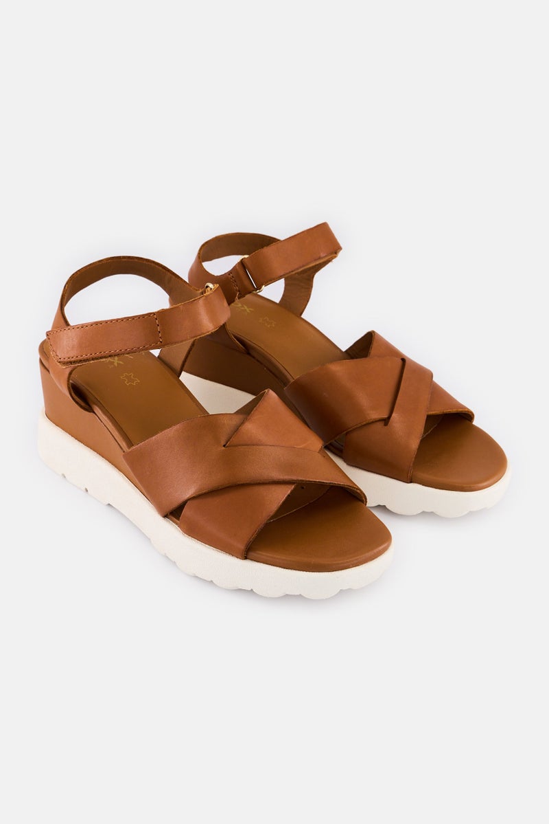 GEOX Women D Spherica Ec6 Velcro Closure Sandals, Brown - Image 1