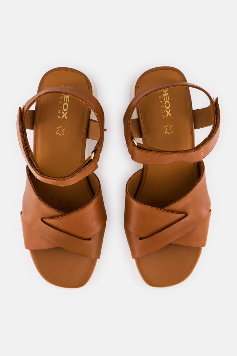 GEOX Women D Spherica Ec6 Velcro Closure Sandals, Brown - Image 3
