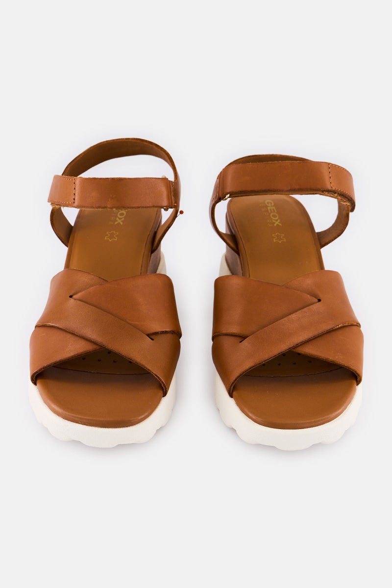 GEOX Women D Spherica Ec6 Velcro Closure Sandals, Brown - Image 4