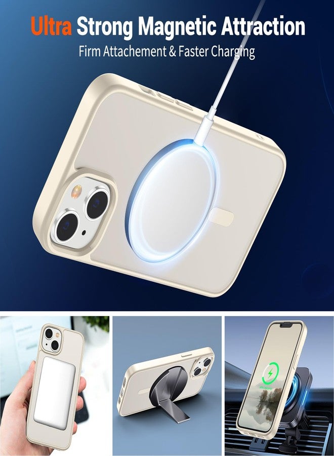 SUPFINE Magnetic for iPhone 14 Case & iPhone 13 Case (Compatible with MagSafe)(Military Grade Drop Protection) Slim Translucent Matte Shockproof Phone Cover,Antique White - Image 5