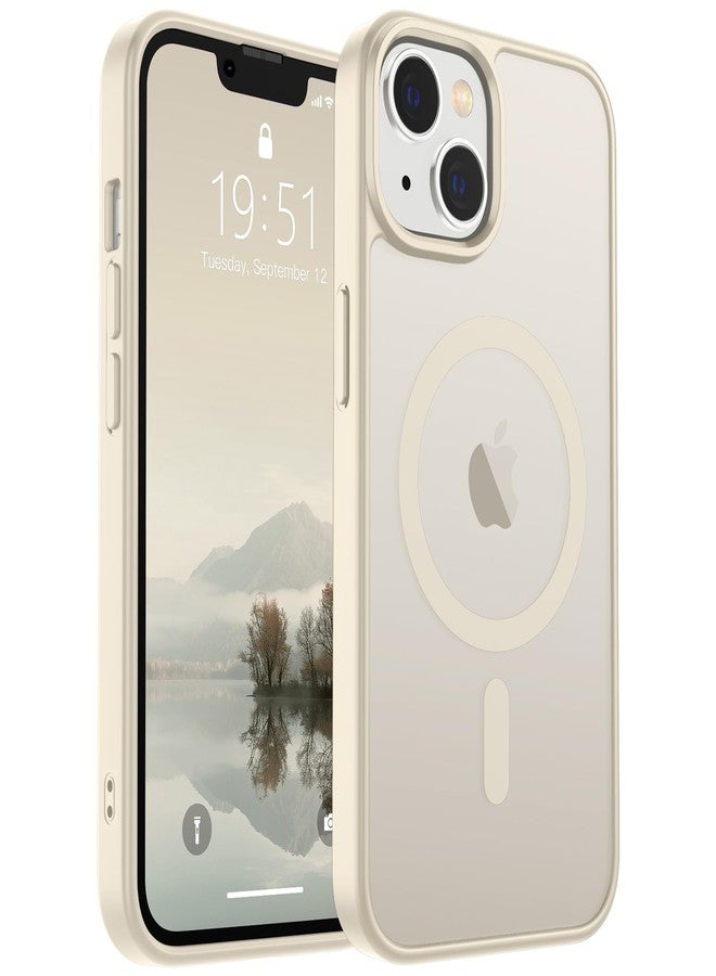 SUPFINE Magnetic for iPhone 14 Case & iPhone 13 Case (Compatible with MagSafe)(Military Grade Drop Protection) Slim Translucent Matte Shockproof Phone Cover,Antique White - Image 1