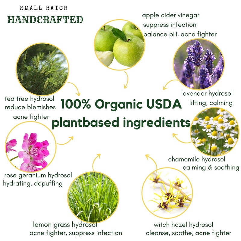 hello cider Apple Cider Vinegar Acne Face Wipes-Organic TeaTree, Rose, Chamomile, Witch Hazel.Oil free. Reduce Blemish & Acne. Tone,Restore, Sooth, Balance pH. Dry, Normal, Sensitive Skin. 25ct. USA Hello Cider - Image 2