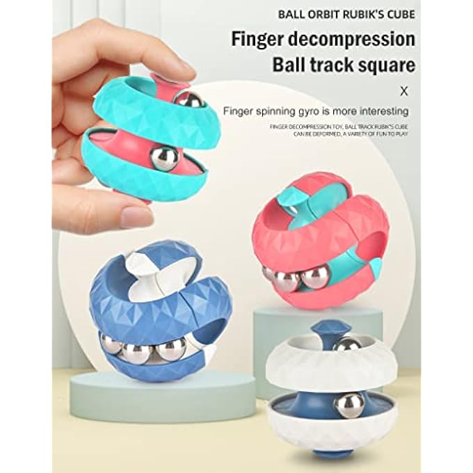 NALACAL 2PCS Orbit Ball Toy, Fidget Puzzle Ball Spinning Puzzle Toys Track Infinite Flip Toy Creative Stress Relief Toy Puzzle Games Novelty Fidget Toy Stress Relief Toy for Kids Adults Birthday - Image 3