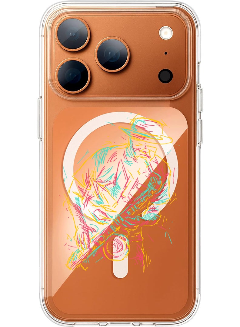 Theodor Magnetic Case for Apple iPhone 17 Pro Max Compatible with MagSafe Wireless Charging, Shockproof Phone Bumper Cover - Abstract saxophone - Image 1