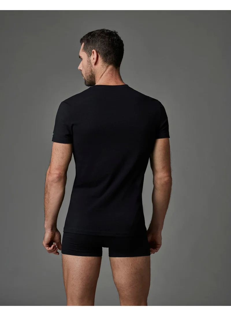 dagi Black Combed Crew Neck Men's Undershirt