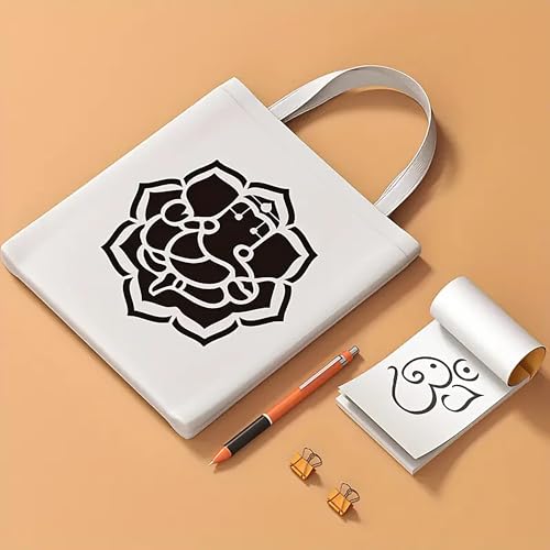 Cliths Set of 3pc Ganesha Stencils - 11.7x8.3 Inch Reusable DIY Templates for Fabric, Wood, Glass & Wall Art Plastic Craft Stencils for Indian Home Decor & Festive Projects - Image 4