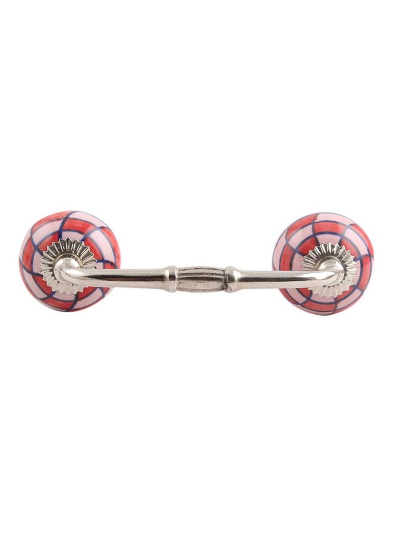 Indian-Shelf IndianShelf 1 Pack Ceramic Pink Drawer Pulls T Bar Vintage Kitchen Cabinet Handles Silver Hardware 4 Hole to Hole Dresser Door Handle BH94CK63  - Image 1
