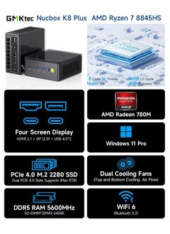 GMKtec Desktop Ultracompact Mini PC Gaming, NucBox K8 Plus AMD Ryzen 7 8845HS Windows 11 Pro DDR5 32GB 1TB NVME 5600Mhz PCIe4.0 Nvme SSD WIFI6 BT5.2  - Image 5