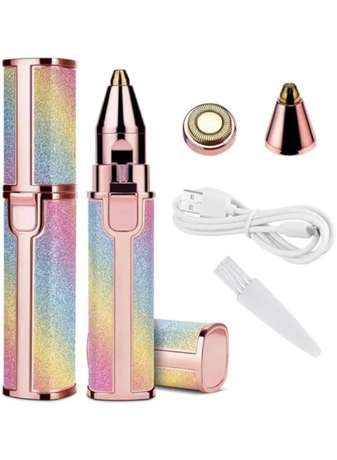 Facial Hair Remover for Women, 2-in-1 Electric Facial and Eyebrow Trimmer for Women, Painless, USB Rechargeable, Stylish Hair Trimmer with Built-in LED Light for Lips, Chin, and Nose
