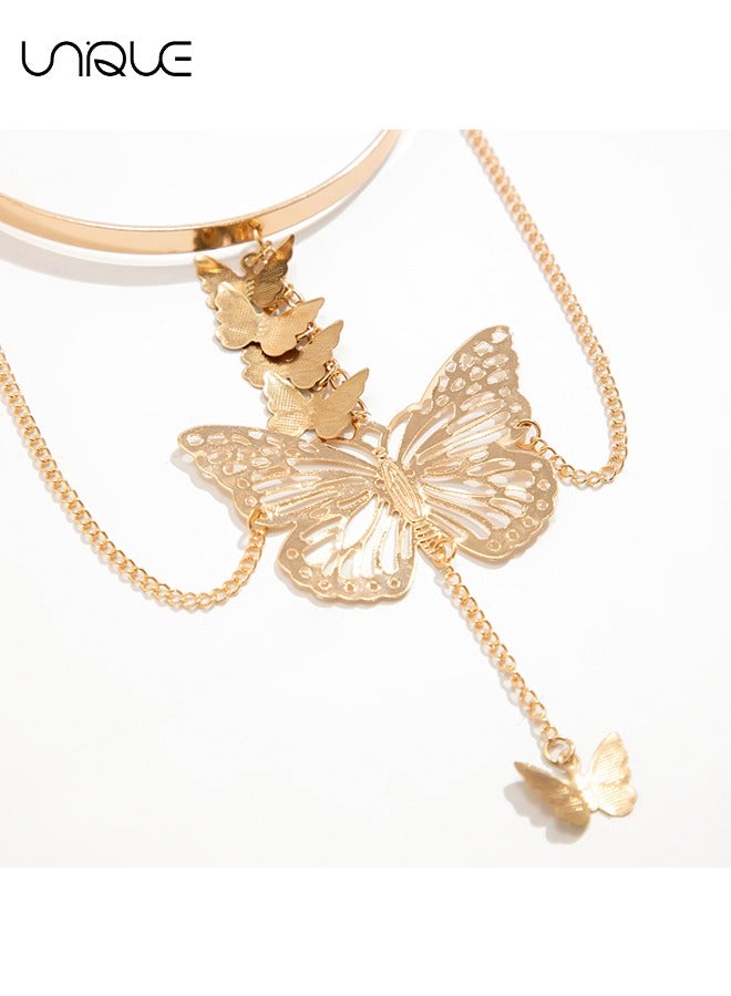 Unique Butterfly Tassel Upper Arm Cuff - Gold Arm Chain - Cutout Butterfly Pendant Tassel Armband - Adjustable Armband - Simple Fashion - Jewelry Gifts for Women - Image 3