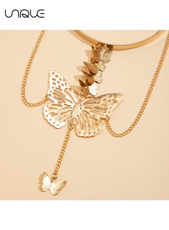 Unique Butterfly Tassel Upper Arm Cuff - Gold Arm Chain - Cutout Butterfly Pendant Tassel Armband - Adjustable Armband - Simple Fashion - Jewelry Gifts for Women - Image 4