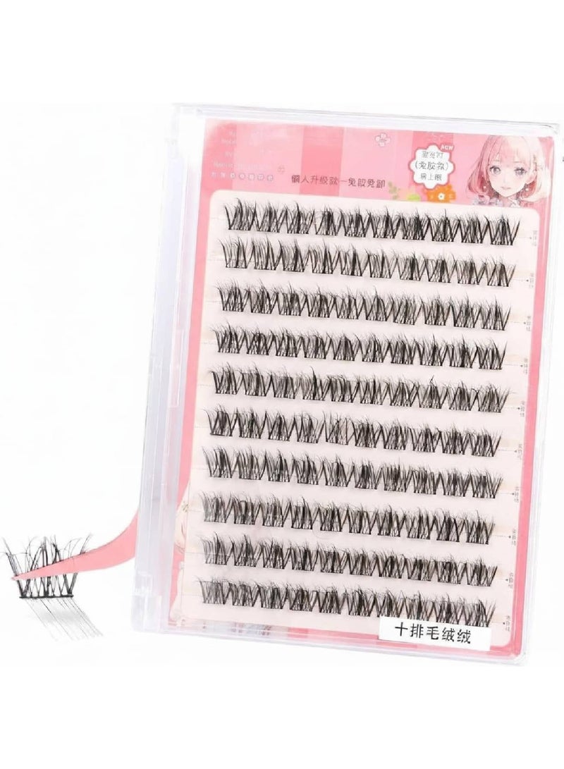 saykfoe Self-Adhesive Lash Clusters, 100 Pre-Glued Wispy Curl Lashes, Reusable Press-On Eyelashes for Natural and Fluffy Look, No Glue Needed, Easy to Apply - Image 2