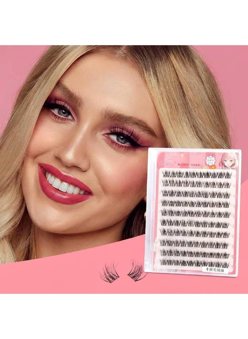 saykfoe Self-Adhesive Lash Clusters, 100 Pre-Glued Wispy Curl Lashes, Reusable Press-On Eyelashes for Natural and Fluffy Look, No Glue Needed, Easy to Apply - Image 1
