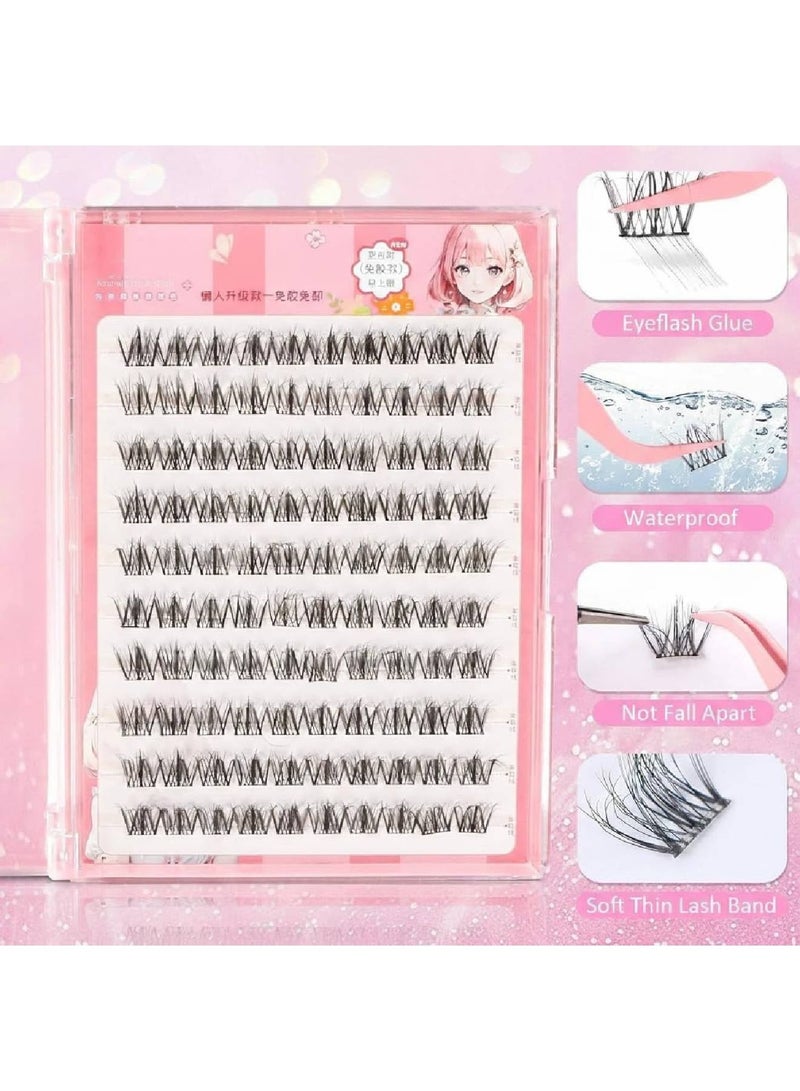 saykfoe Self-Adhesive Lash Clusters, 100 Pre-Glued Wispy Curl Lashes, Reusable Press-On Eyelashes for Natural and Fluffy Look, No Glue Needed, Easy to Apply - Image 3