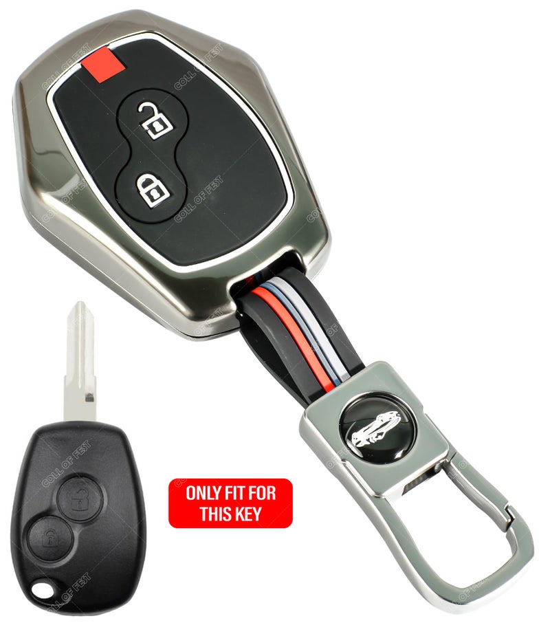 Coll of Fest Metal Silicon Car Key Cover Compatible with Renault Logan, Duster, Verito, Lodgy 2 Button Smart Key Special Feature Visible in Low-Light Condition - Image 3