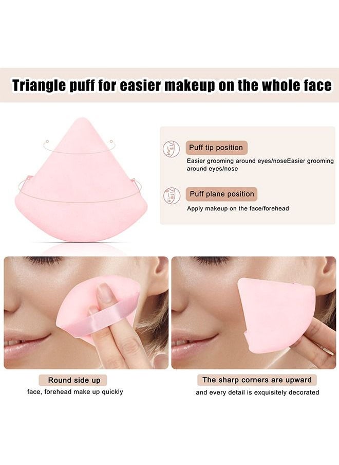 Generic - Powder Puffs Makeup Sponge, 10 Pcs Reusable Soft Velvet Face Triangle Powder Puff, Soft Makeup Powder Puff for Contouring Under Eye and Corner (Rose Red+Pink) - Image 1