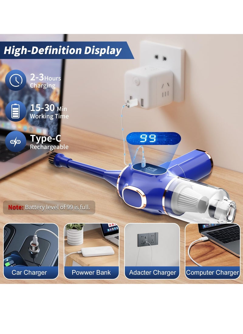 SYOSI Handheld Vacuum Cleaner Cordless Computer Vacuum Cleaner Rechargeable Vacuum Cleaner Car Vacuum Cleaner 4 in 1 Mini Portable Car Accessories with 2 Filters for Car Home Travel RV Camper  - Image 2