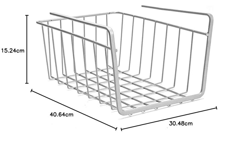EITHEO Under Shelf Storage Basket - Maximize Kitchen Space with Powder Coated Under Cabinet Storage Organizer | 16 Inch Size White (Pack of 1) - Image 3