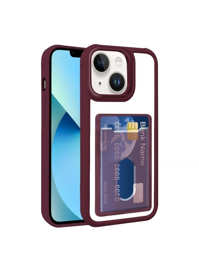 جراب هاتف هجين من مادة TPU مصنوع من مادة الأكريليك المطلية بالكهرباء لهاتف iPhone 13 (أحمر نبيذي)