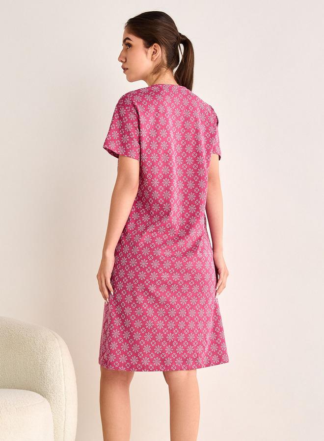 سبلاش فيڤ فستان نوم بطبعة زهور - Image 3