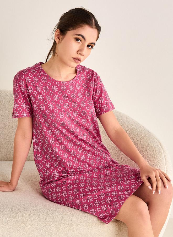 سبلاش فيڤ فستان نوم بطبعة زهور - Image 1