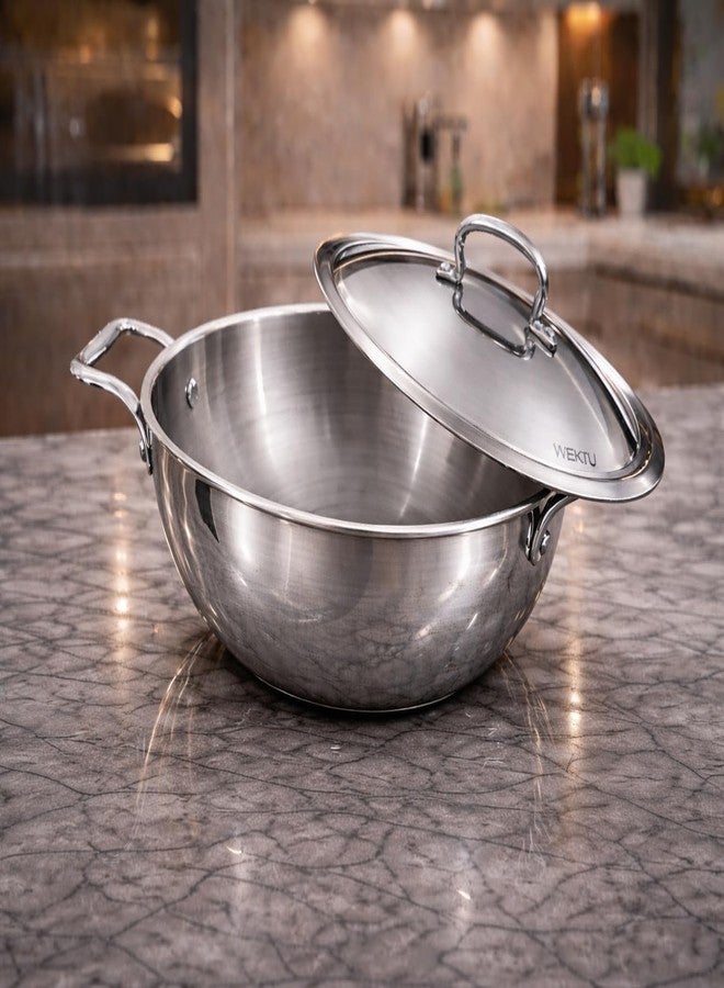 WEKTU Triply Stainless Steel Kadhai with Lid, 28 cm Diameter, 4.5 Litre Capacity, Induction Compatible - Image 1
