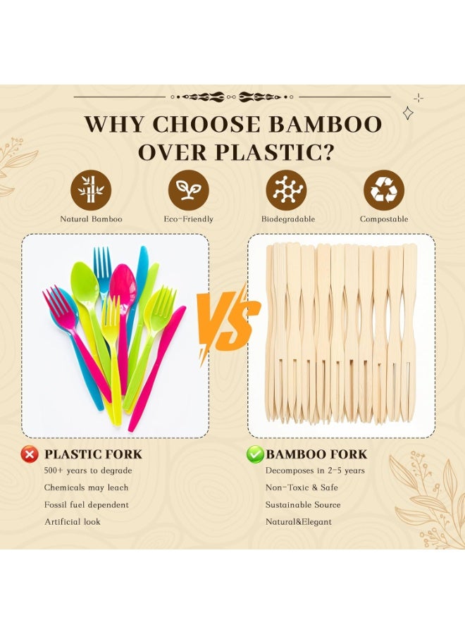 Forest Home Disposable Mini Forks 3.5 Inch Small Appetizer Forks for Fruit Cocktail Parties Weddings 100 Pieces Everyday Use - Image 4
