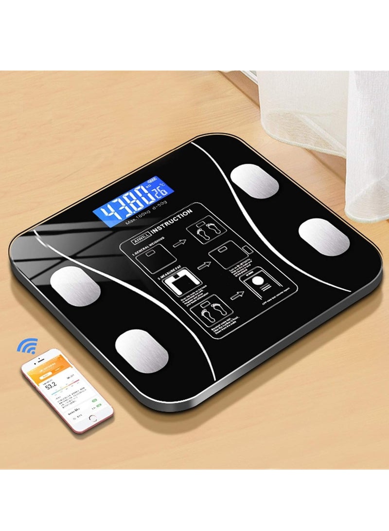 ELTRAZONE Fashion Design Bluetooth Body Fat Scale, Digital Bathroom Weight Scale, Body Composition Analyzer, Wireless Smart Digital Weighing Scale for Accurate Weight Measurement, Color: Black - Image 2
