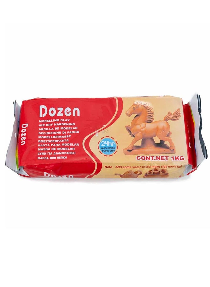 Dozen Air Dry Hardening Modelling Brown clay of 1kg for Playing Art and craft creativity play for kids