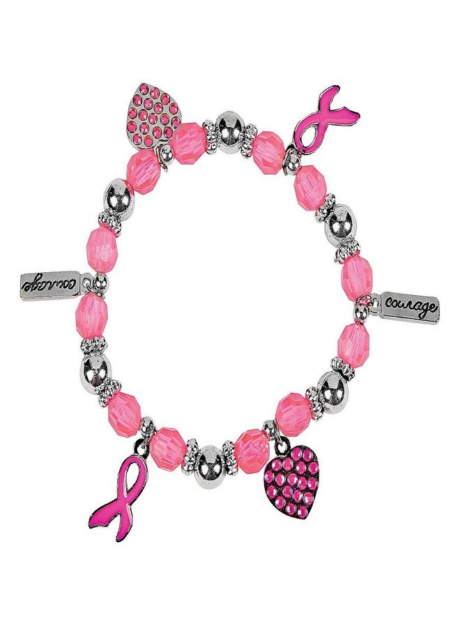 Fun Express - Pink Ribbon Charm Bracelet - Jewelry - Bracelets - Bead Bracelets - 12 Pieces - Image 2