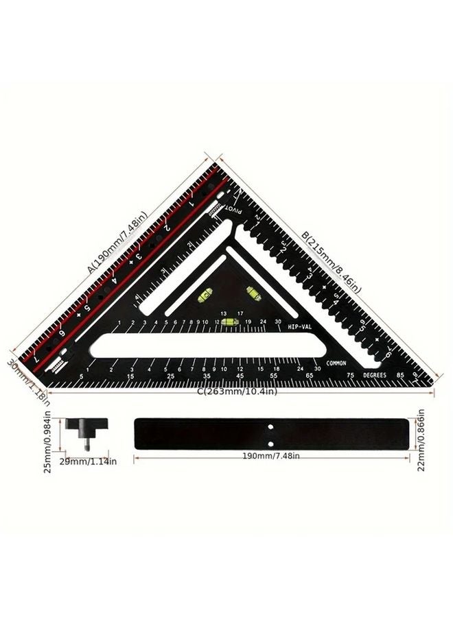 1pc 7 Inch Smart Adjustable Metal Carpenter Square Foldable Woodworking Ruler with Extendable Arm - Image 3