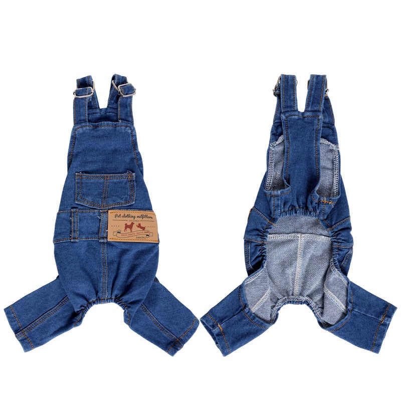 Rbenxia 1 Piece of Dog Denim Shirts Puppy Jean Jacket Sling Jumpsuit Costumes Pet Jean Overalls Dog Pants Outfits for Small Puppy Cat Pets (Blue, Medium) - Image 2