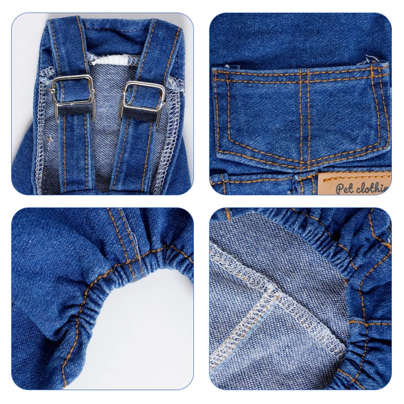 Rbenxia 1 Piece of Dog Denim Shirts Puppy Jean Jacket Sling Jumpsuit Costumes Pet Jean Overalls Dog Pants Outfits for Small Puppy Cat Pets (Blue, Medium) - Image 3