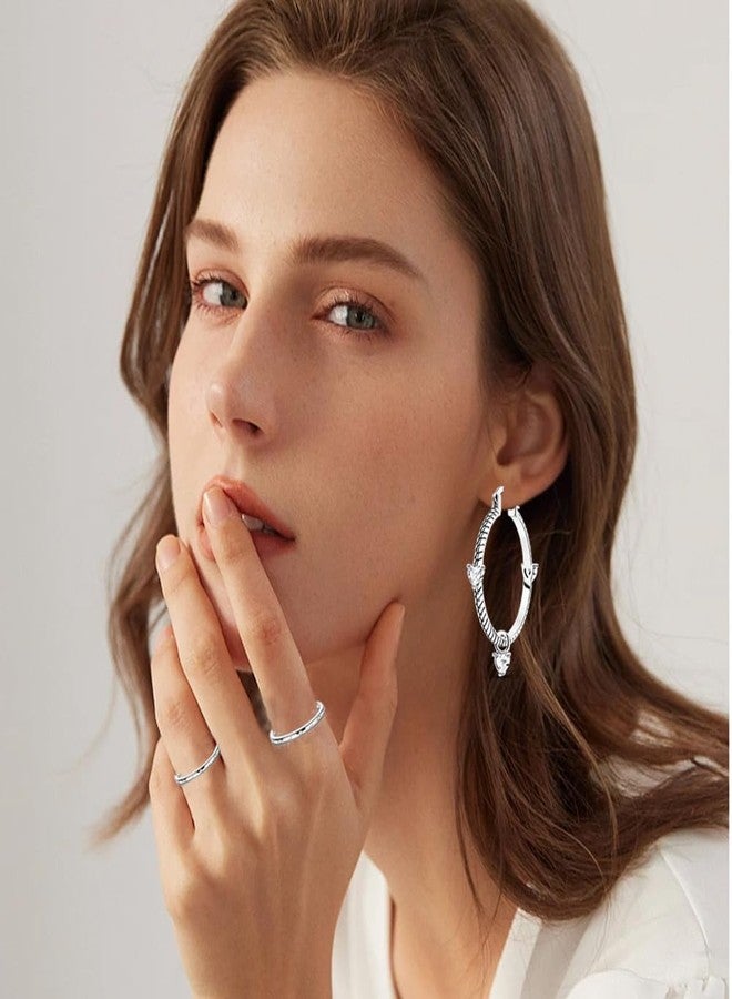 Parmuz 925 Sterling Silver Hoop Earring Simple Colorful Cubic Zirconia U-Shaped Star Moon Butterfly Small Huggie Earrings Jewelry Set for Women, Large, Cubic Zirconia, Cubic Zirconia - Image 2