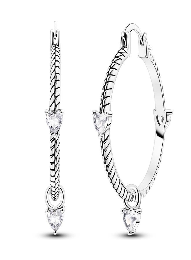 Parmuz 925 Sterling Silver Hoop Earring Simple Colorful Cubic Zirconia U-Shaped Star Moon Butterfly Small Huggie Earrings Jewelry Set for Women, Large, Cubic Zirconia, Cubic Zirconia - Image 1