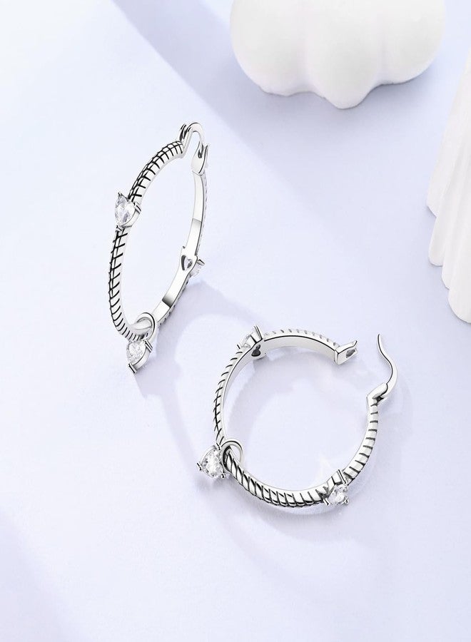 Parmuz 925 Sterling Silver Hoop Earring Simple Colorful Cubic Zirconia U-Shaped Star Moon Butterfly Small Huggie Earrings Jewelry Set for Women, Large, Cubic Zirconia, Cubic Zirconia - Image 3
