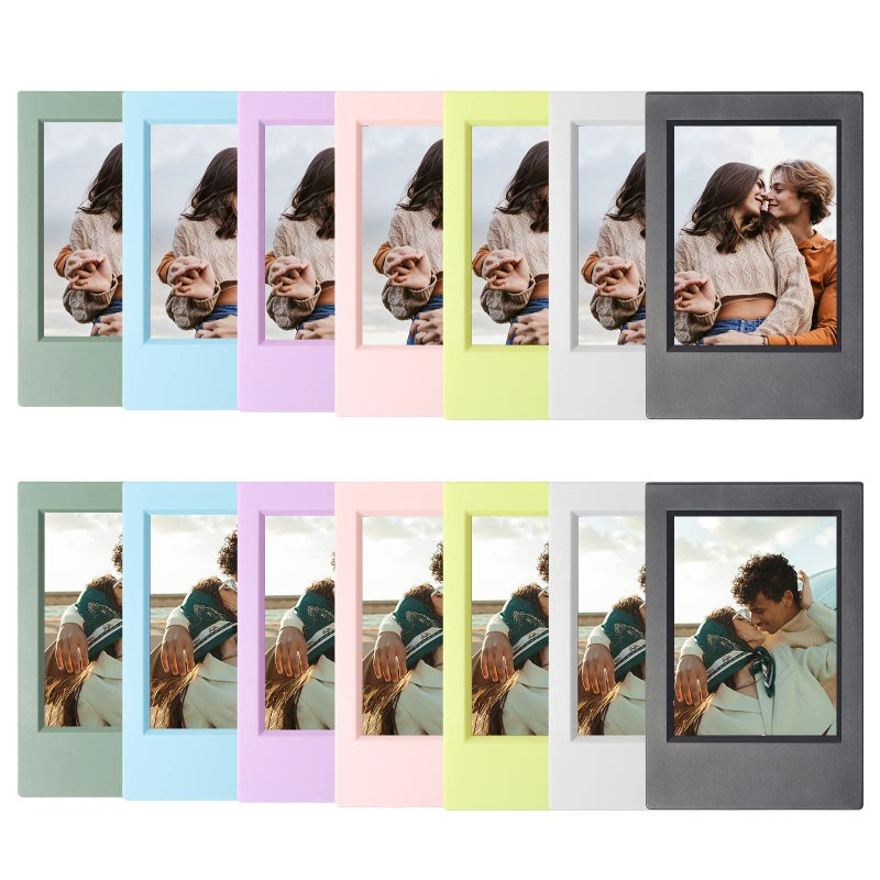 WOGOZAN Mini 3 Inch Photo Picture Frames for Fujifilm Instax Mini 12/11/99/90/9/8/7+/EVO Colorful Polaroid 2.15x3.4 Inches Frame Wallet Size Photo Desktop Display (14 Pack) - Image 1