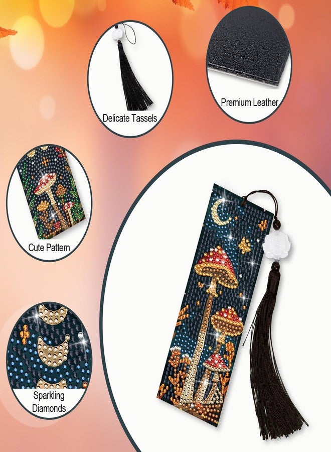 Anseal 3Pcs Mushroom Diamond Art Bookmarks DIY Leather Tassel Bookmark for Kids Adult Beginners Christmas New Year Graduation Birthday Gift - Image 5
