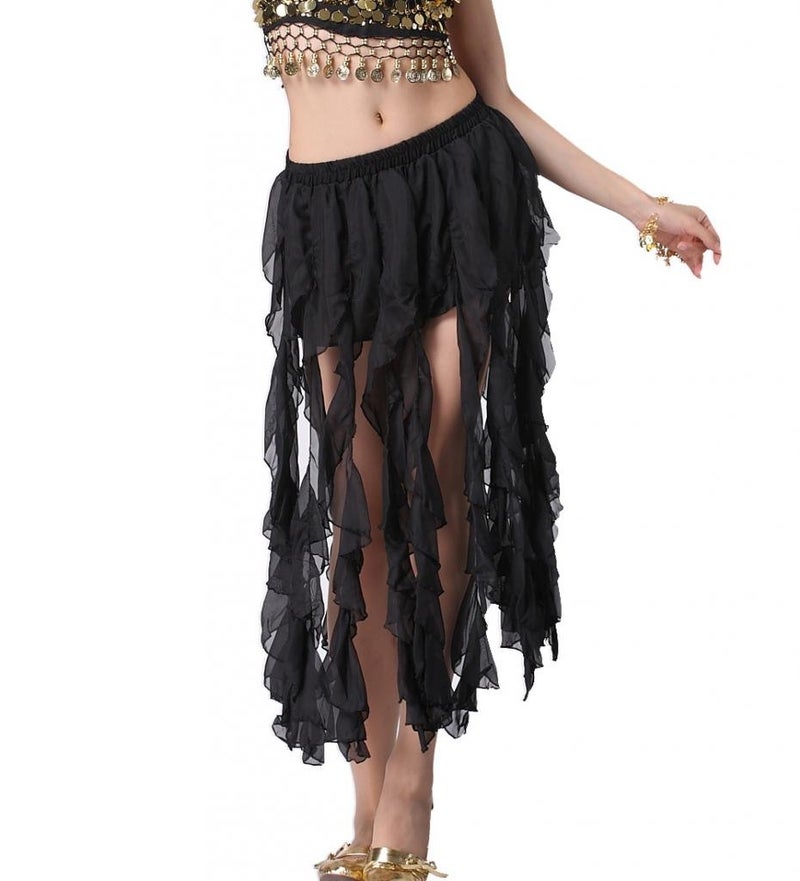 ZLTdream Belly Dance 16PCS-Curling Jellyfish Skirt for Girls andWomen Belly Dancing Outfits Black - Image 1