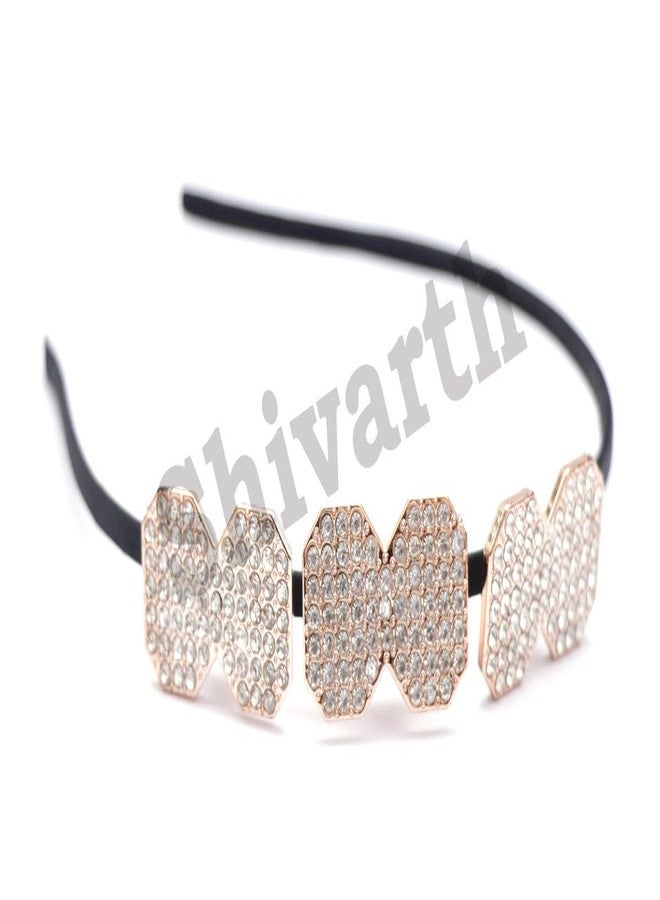 Shivarth Hair Accessories Bow Tie Design Rhiestone Hair Band Bridal Side Combs Headpiece for Women Headband Stone Bride Wedding Hair Wear 2pcs - Image 3