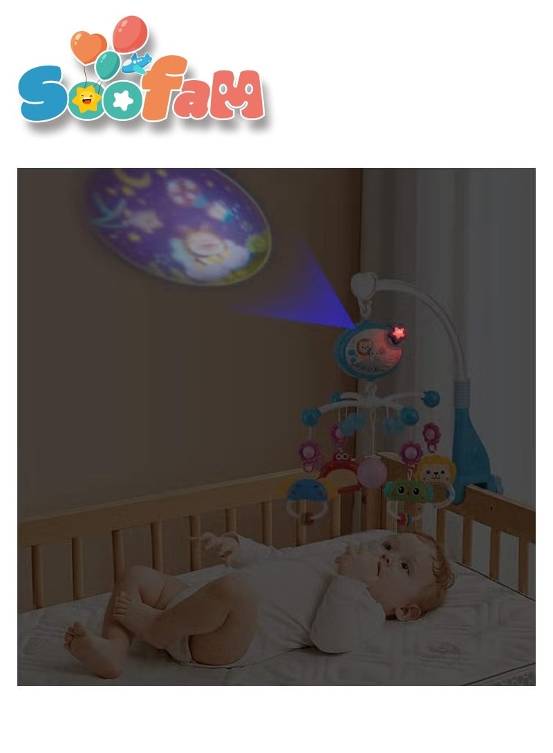 سوفام جهاز محمول لمقاعد الأطفال بالموسيقى والأضواء، جهاز محمول لمقاعد الأطفال بالتناوب، عرض القمر والنجوم، ألعاب مهرب الأطفال للفتيات الصبيان (أزرق) - Image 3